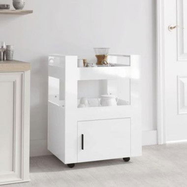 Kitchen Trolley High Gloss White 60x45x80 Cm Engineered Wood