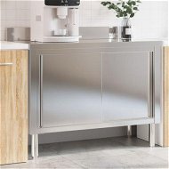 Detailed information about the product Kitchen Work Table with Sliding Doors Stainless Steel