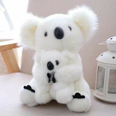 Koala Mom And Baby 28 Cm 12 Cm Plush Toy Stuffed Animal Toy Plush Doll (White)