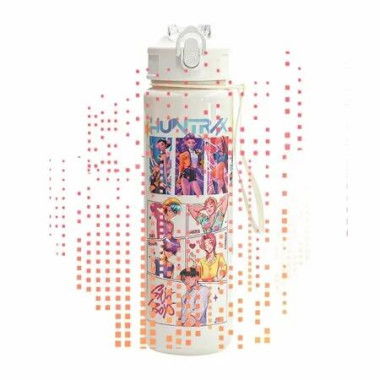 Kpop Cartoon Anime Tumblerâ€“Reusable Anime Hard Plastic Water Bottle with Lid & Straw Eco-Friendly for Kids Christmas Gifts 700ml/24oz (White B)