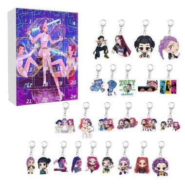 Kpop Demon Hunters Christmas 24 Day Advent Calendar 2D Flat Keychain Ornaments For Chrisimas Decoration Gift