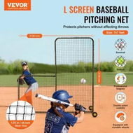 Detailed information about the product L Screen Baseball for Batting Cage 7x7 ft Softball Safety Screen Body Protector Portable Batting Screen with Carry Bag Wheels Ground Stakes Heavy Duty