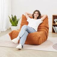 Detailed information about the product L-Shaped Bean Bag Chair with Soft Armrests and Storage Pocket Brown