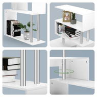 Detailed information about the product L-Shaped To Linear Shaped Rotating Computer Desk Office Corner Table With 4 Tiers Book Shelves - White.