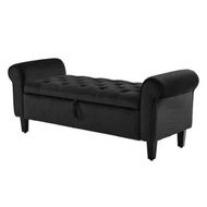 Detailed information about the product La Bella Storage Ottoman Bench Seat 132cm Chest Arm Couch Stool Velvet - Black