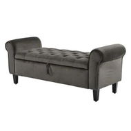 Detailed information about the product La Bella Storage Ottoman Bench Seat 132cm Chest Arm Couch Stool Velvet - Grey