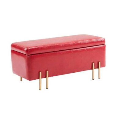 La Bella Storage Ottoman Bench Seat 97cm Chest Couch Stool PU Leather - Red