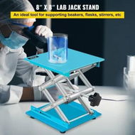 Detailed information about the product Lab Jack Stand 8 x 8 Aluminum Oxide Lab Lift Jack with 2.4-12 Adjustable Height Durable and Stable Laboratory Scissor Jack Lab Jack Platform