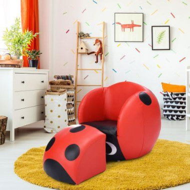 Ladybug Shaped Children Leisure ArmChair With Waterproof PVC Fabric For Children