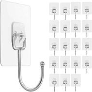 Detailed information about the product Large Adhesive Hooks 44lb (Max) Waterproof And Oilproof Wall Hooks For Hanging Heavy Duty Transparent Reusable Seamless Hooks For Kitchen Bathroom 20pcs.