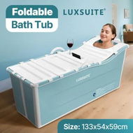 Detailed information about the product Large Bath Tub Soaking Water Bathtub Spa Baby Shower Foldable Portable Bathroom Freestanding Collapsible Modern Bucket Barrel Cover Pillow 133x54x59cm