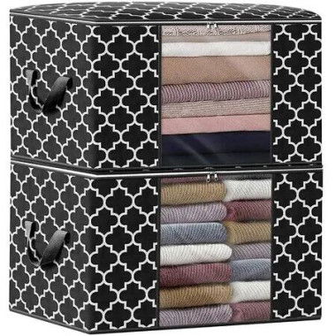 Large Blanket Storage Containers Clothes Organiser Bedding Comforters Foldable Reinforced Handle Clear Window Zipper 2 PCS