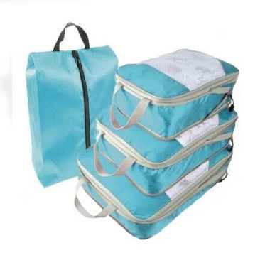 Large Capacity Travel Compressible Storage Bag: Perfect for Business Trips and Travel (Blue)