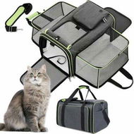 Detailed information about the product Large Cat Carrier Bag Expandable Soft Sided Pet Backpack Carrier for 1-2 Cats Portable Dog Carry Bag with Removable Fleece Pad for Travel,Camping(Green)