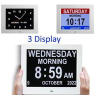 Detailed information about the product Large Digital Clock with 8-Inch Display, 3 Interface, 8 Alarms, Non-Abbreviated Day & Month for Elderly Seniors (Black)