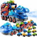 Large Dinos Carrier Truck Toy with 9 Mini Dinos Cars, Spray Light & Sound, Foldable Track, Birthday Gift for Toddler Boys Girls Ages 3-8, Blue. Available at Crazy Sales for $29.99