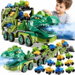 Large Dinos Carrier Truck Toy with 9 Mini Dinos Cars, Spray Light & Sound, Foldable Track, Birthday Gift for Toddler Boys Girls Ages 3-8, Green. Available at Crazy Sales for $29.99
