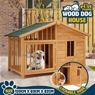 Detailed information about the product Large Dog House Kennel Crate Box Wooden Cabin Raised Cat Puppy Cage Pet House Shelter Outdoor Villa Porch Weatherproof Asphalt Roof Door Lock