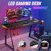 Large Gaming Desk Computer Home Office Writing Racer Table with RGB LED Lights Carbon fibre Tabletop 140cm. Available at Crazy Sales for $125.99