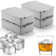 Detailed information about the product Large Ice Cube Tray with Lid,Stackable Big Silicone Square Ice Cube Mold for Whiskey Cocktails Bourbon Soups Frozen Treats,Easy Release BPA Free (Grey,4Pack)