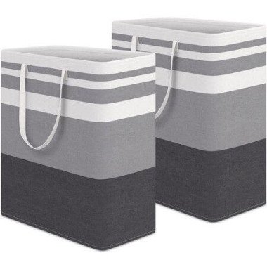 Large Laundry Basket Waterproof Freestanding Laundry Hamper Collapsible Tall Clothes Hamper With Extended Handles For Clothes Toys In The Dorm And Family (Gradient Grey 2 Pack 100L).