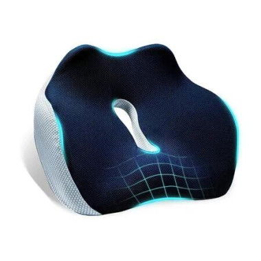 Large Memory Seat Cushion for Office Chair,Pressure Relief Sciatica,Ergonomic Non-Slip Coccyx Pad Comfortable for Long Sitting, for Office Chair,Car (Dark Blue)