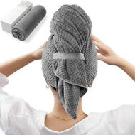 Detailed information about the product Large Microfiber Hair Towel Wrap for Women,Anti Frizz Hair Drying Towel with Elastic Strap,Fast Drying Turbans for Wet Hair,Long,Thick,Curly Hair,Super Soft Hair Wrap Dark Gray