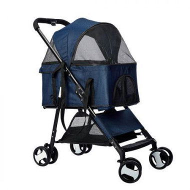 Large Pet Stroller Dog Cat Carrier Blue