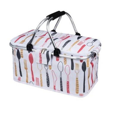 Large Picnic Basket,Leakproof Collapsible Portable Cooler Basket with Handle, Foldable Grocery Bag for Camping Outdoor Birthday Lunch Travel