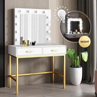 Detailed information about the product Large Vanity Dressing Table Dresser Makeup Table with 12 LED Lights Mirror and 2 Drawers, White