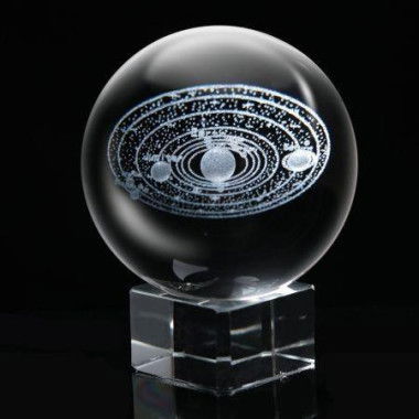 Laser Engraved Solar System Crystal Ball 3D Miniature Planets Model