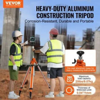 Laser Level Tripod Stand 5/8 inches-11 Thread 45.07-114.37 in Height Adjustment