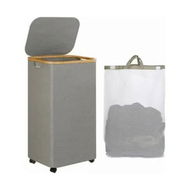 Detailed information about the product Laundry Basket With Wheels,110L Clothes Hamper For Laundry,Laundry Hamper With Lid And Inner Bag,For Laundry Room,Bedroom,Dormitory Storage,Grey