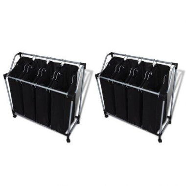 Laundry Sorters With Bags 2 Pcs Black And Grey