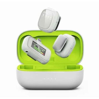 Lavalier Wireless Microphone Clip-On Lapel Mic for Live Stream Video Vlog with Charging Case Noise Cancelling Monitoring (Lightning Connector for iOS)