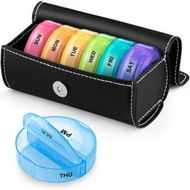 Detailed information about the product Leather Bag Weekly Pill Organizer 2 Times A Day (Rainbow)