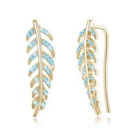 Detailed information about the product Leaves Simple Sterling Silver Earrings Light Blue/Champagne Gold.