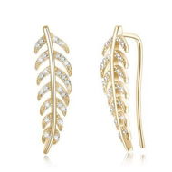 Detailed information about the product Leaves Simple Sterling Silver Earrings White/Champagne Gold.