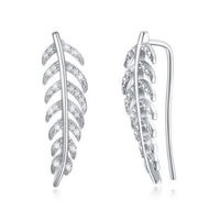 Detailed information about the product Leaves Simple Sterling Silver Earrings White/Platinum Plated.