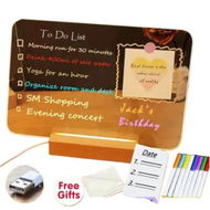 Detailed information about the product LED Acrylic Note Board 20x20cm Handwritten Light Message Board with Wooden Base Holiday Gift