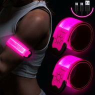 Detailed information about the product LED Armband Rechargeable for Running Walking at Night,Running Lights for Runners,Running Lights,High Visibility Reflective Running Gear Adjustable Light Up Bands for Men Women Kids (Pink,2 Pack)