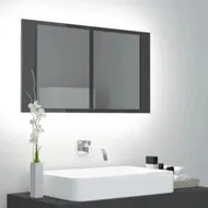 Detailed information about the product LED Bathroom Mirror Cabinet High Gloss Grey 80x12x45 cm Acrylic