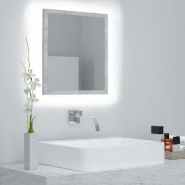 LED Bathroom Mirror Concrete Grey 40x8.5x37 Cm Acrylic.