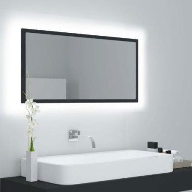 LED Bathroom Mirror Grey 90x8.5x37 Cm Acrylic.