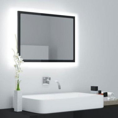 LED Bathroom Mirror High Gloss Black 60x8.5x37 Cm Acrylic.