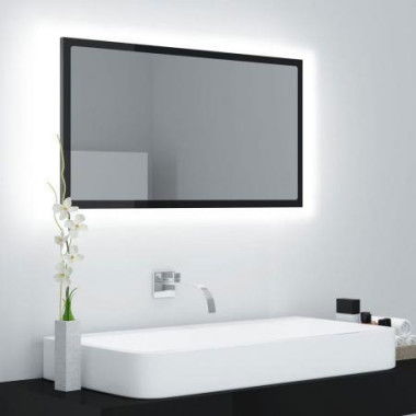 LED Bathroom Mirror High Gloss Black 80x8.5x37 Cm Acrylic.