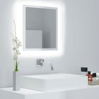 LED Bathroom Mirror High Gloss White 40x8.5x37 Cm Acrylic.