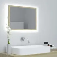 Detailed information about the product LED Bathroom Mirror Sonoma Oak 60x8.5x37 cm Acrylic