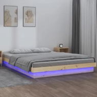 Detailed information about the product LED Bed Frame 137x187 cm Double Size Solid Wood