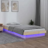 Detailed information about the product LED Bed Frame 92x187 cm Single Size Solid Wood